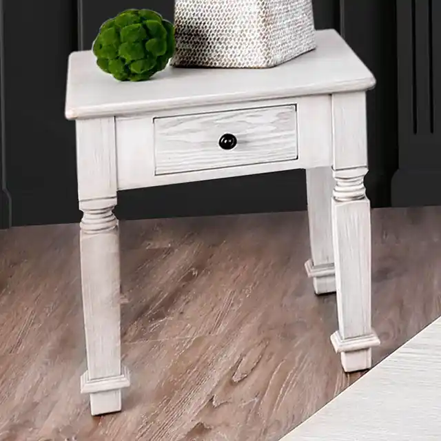 Joliet Antique White End Table - FOA East