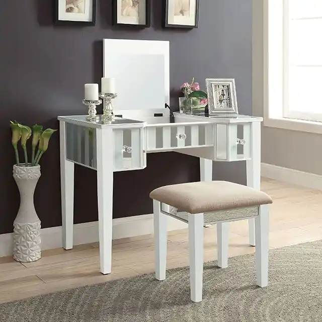 Joyce White Vanity w/ Stool - FOA East