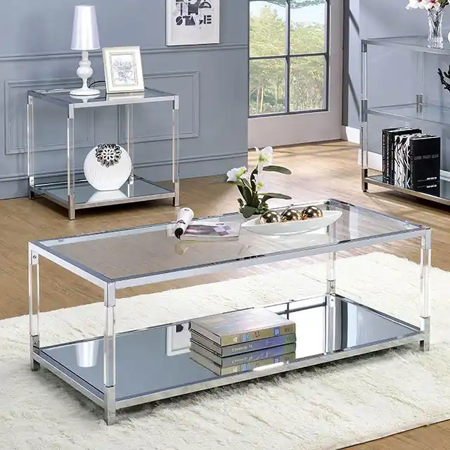 Ludvig Chrome/Clear Coffee Table - FOA East