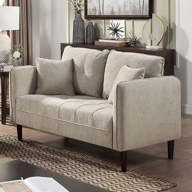 LYNDA Loveseat w/ Pillows, Light Gray - FOA East