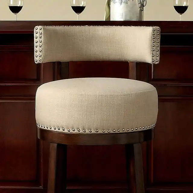 LYNSEY Dark Oak/Beige 24" Bar Stool - FOA East
