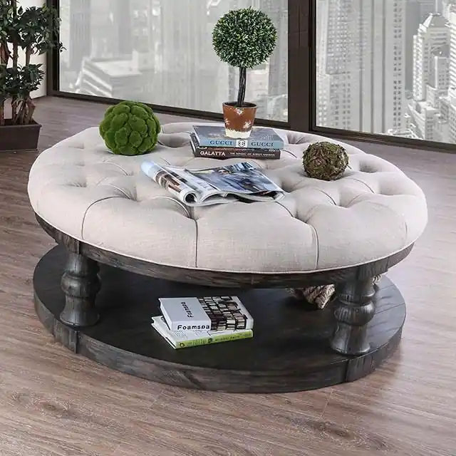 Mika Antique Gray Coffee Table w/ Cushion Top - FOA East