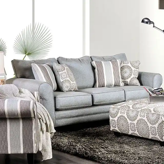 Misty Blue Gray Sofa - FOA East