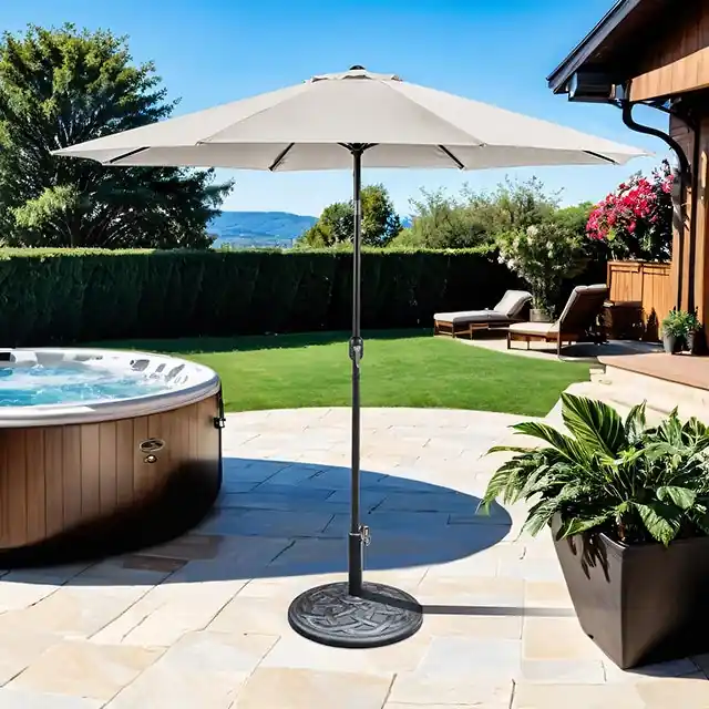 Mora 11' Outdoor Umbrella + 21" Round Base - FOA East