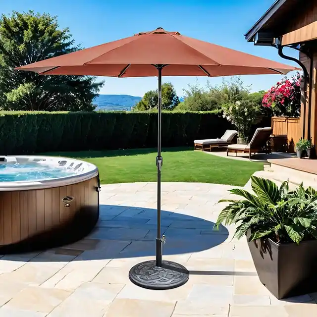 Mora 11' Outdoor Umbrella + 21" Round Base - FOA East