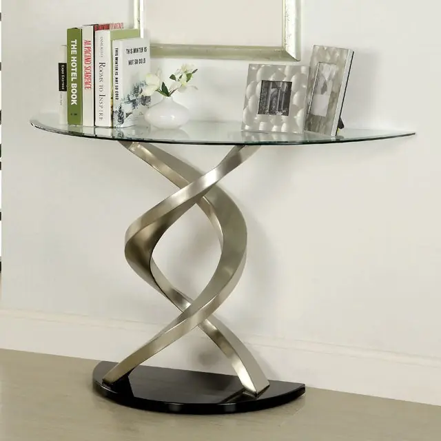 NOVA Satin Plated/Black Sofa Table - FOA East