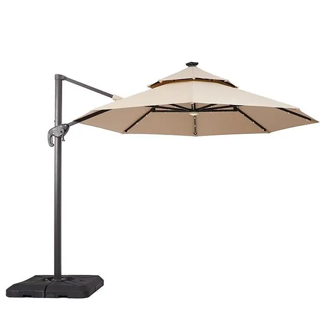 Nuti 10 Ft Round Umbrella w/ LED Light + 37" Large Base - FOA East