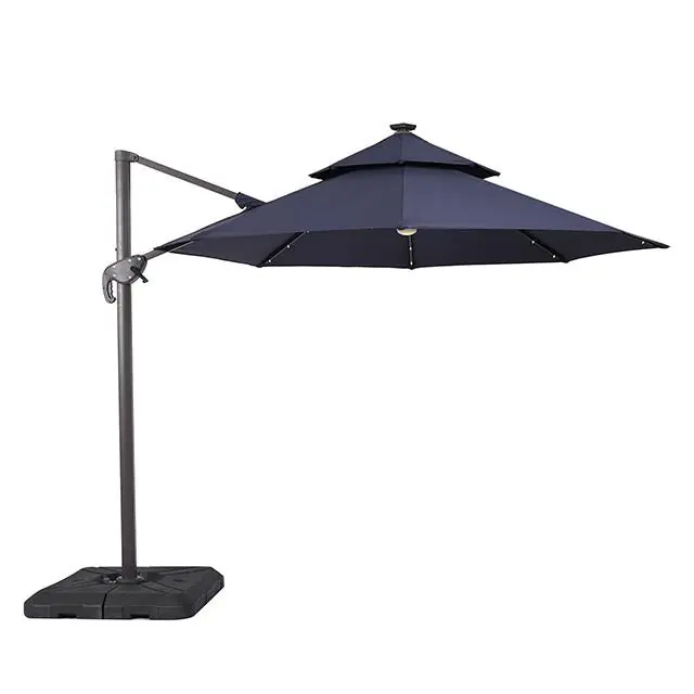 Nuti 10 Ft Round Umbrella w/ LED Light + 37" Large Base - FOA East