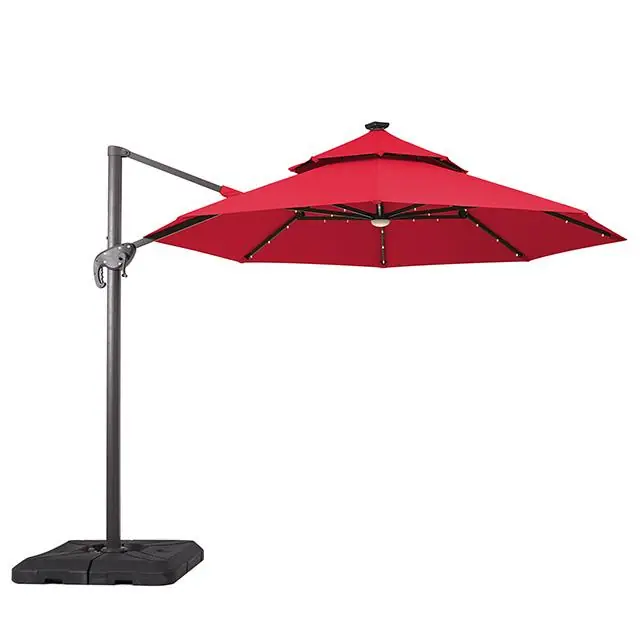 Nuti 10 Ft Round Umbrella w/ LED Light + 37" Large Base - FOA East