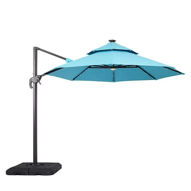 Nuti 10 Ft Round Umbrella w/ LED Light + 37" Large Base - FOA East