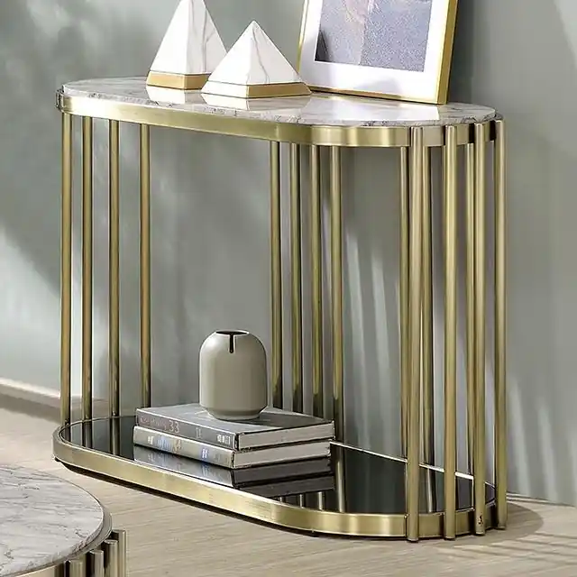 OFELIA Sofa Table, Antique Brass/Black - FOA East