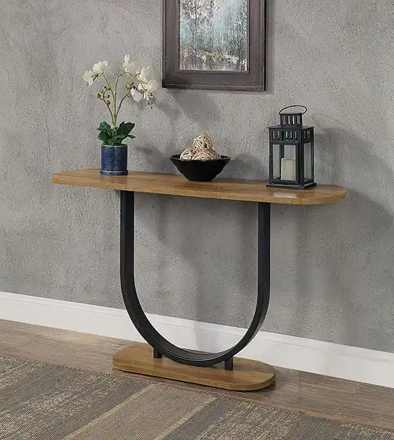 OLBIA Sofa Table, Rustic Oak/Sand Black - FOA East