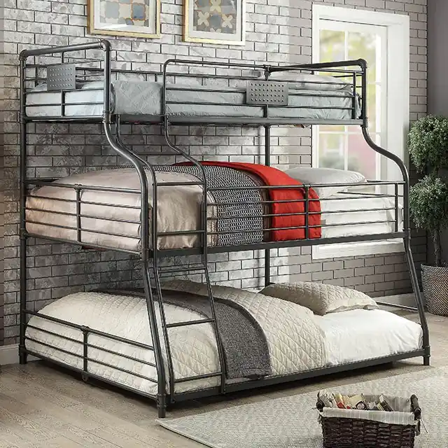 Olga III Sand Black Twin/Full/Queen Bunk Bed - FOA East