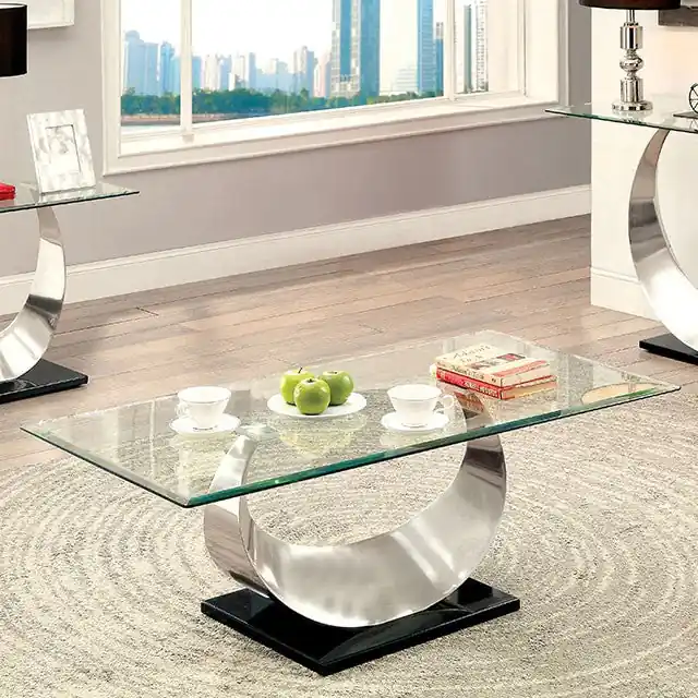 ORLA II Satin Plated/Black Coffee Table - FOA East