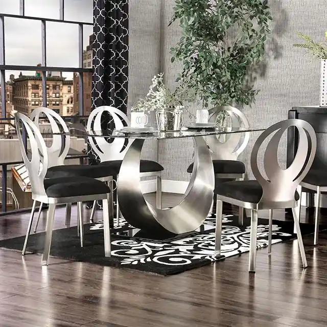 ORLA Silver/Black Dining Table - FOA East
