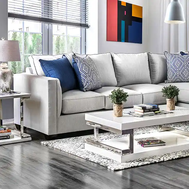 Ornella Light Gray/Blue Sectional - FOA East