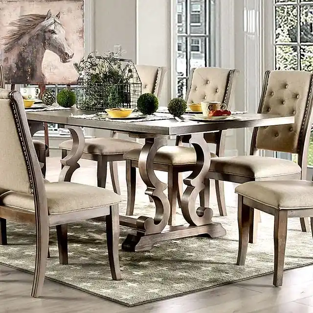 Patience Rustic Natural Tone Dining Table - FOA East