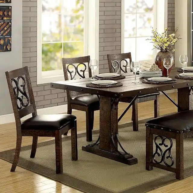 PAULINA Rustic Walnut Dining Table - FOA East