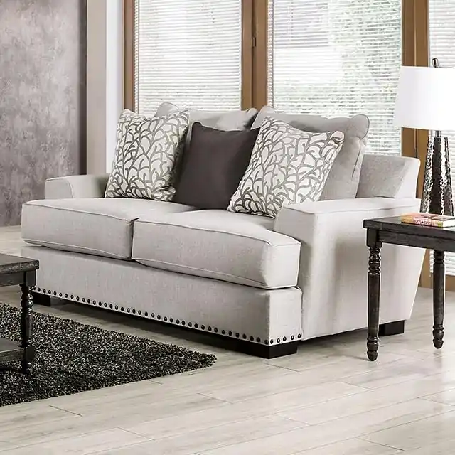 PICOTEE Loveseat, Light Gray/Black - FOA East