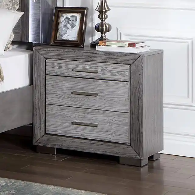 RAIDEN Night Stand w/ USB, Gray - FOA East
