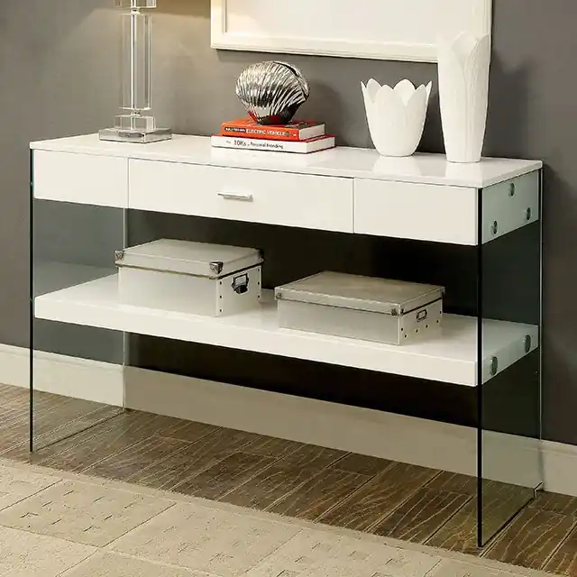 Raya White Sofa Table, White - FOA East
