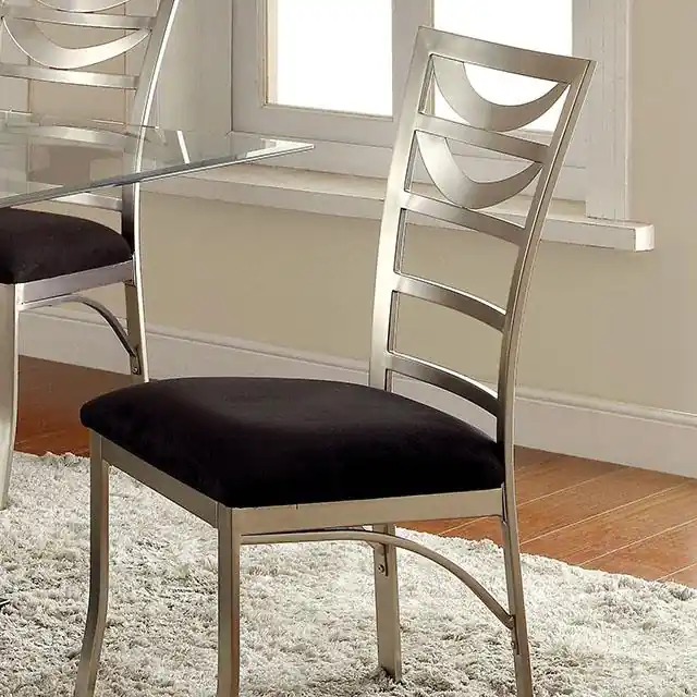 ROXO Silver/Black Side Chair (2/CTN) - FOA East