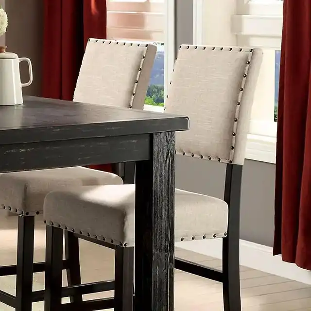 Sania II Antique Black/Beige Counter Ht. Chair (2/CTN) - FOA East