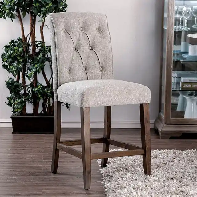 Sania III Beige/Rustic Oak Counter Ht. Chair (2/CTN) - FOA East