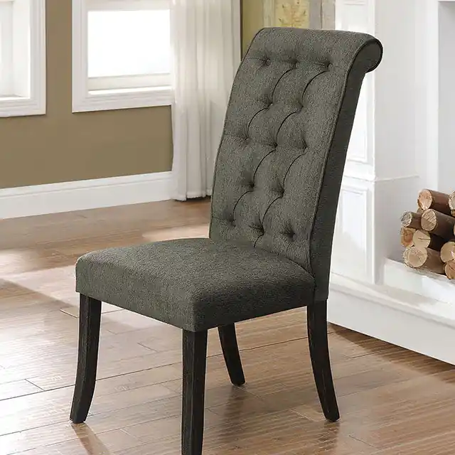 Sania III Gray/Antique Black Side Chair (2/CTN) - FOA East