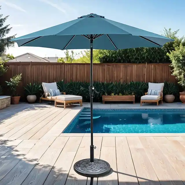Tano 9' Outdoor Umbrella + 21" Round Base - FOA East