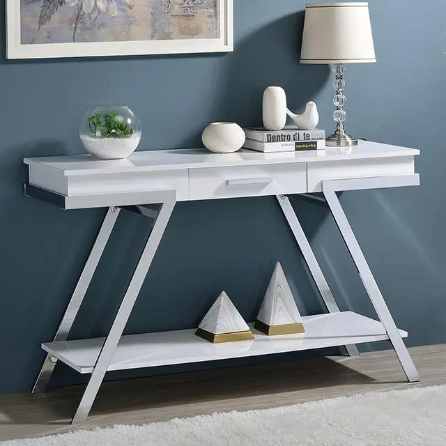 TITUS Sofa Table, White/Chrome - FOA East