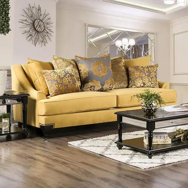 Viscontti Gold/Gray Sofa, Gold - FOA East