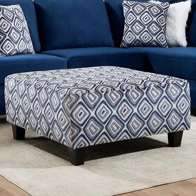 WALDPORT Ottoman, Navy/White - FOA East