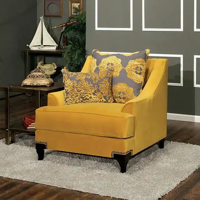 Wolver Gold/Gray Chair, Gold - FOA East