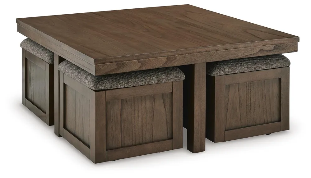 Boardernest Coffee Table with 4 Stools - Ashley Furniture