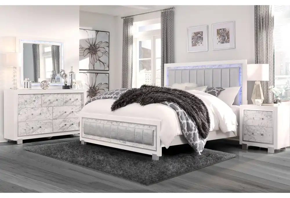 SANTORINI WHITE KING BED GROUP - Global Furniture USA