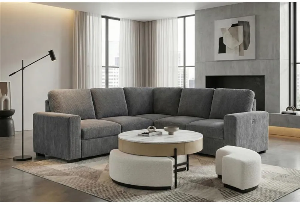 T42 NATURAL COFFEE TABLE WITH 3 STOOLS - Global Furniture USA