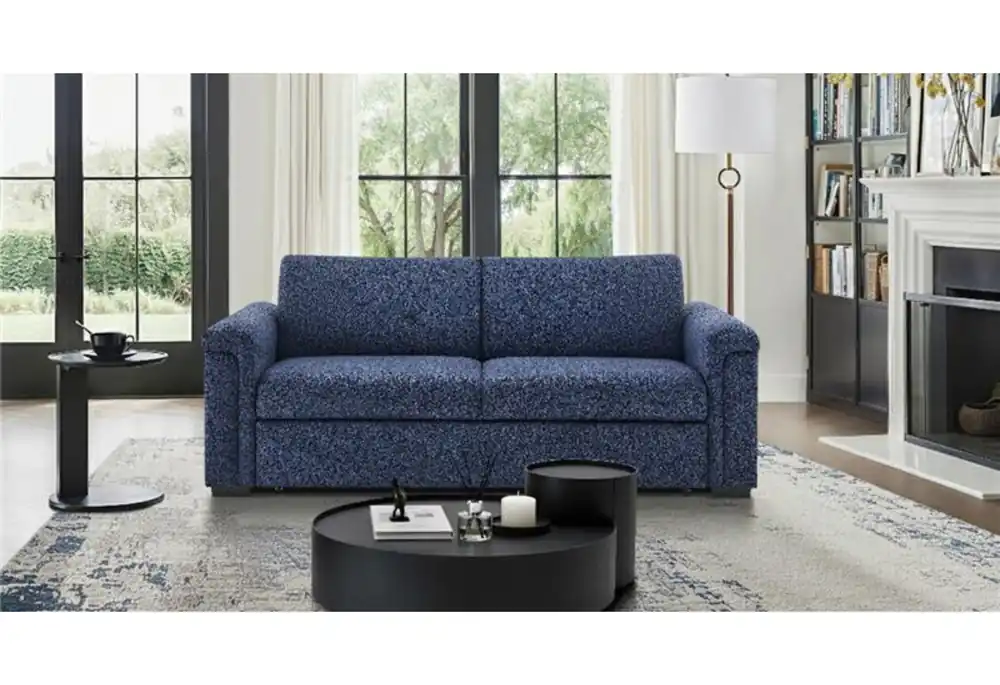 U0211 NAVY PULL OUT SOFA BED WITH LED ACRYLIC SHELVES AND SPEAKERS - Global Furniture USA