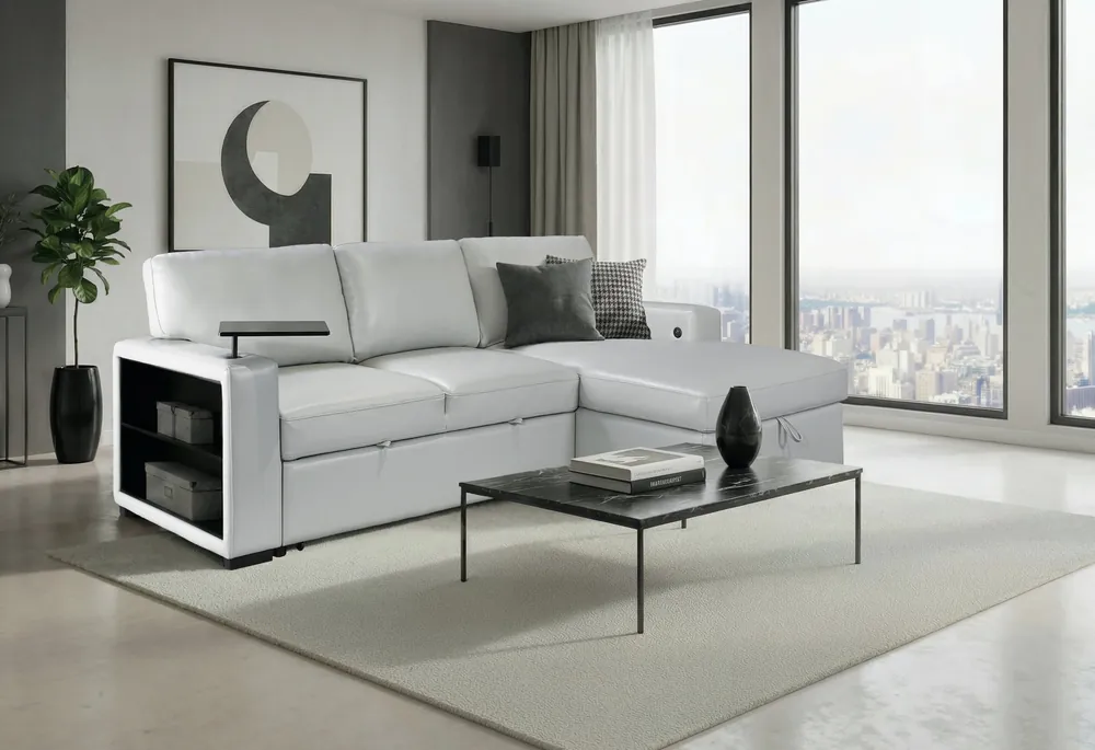 U0212 BLANCHE SILVER PULL OUT SOFA BED - Global Furniture USA