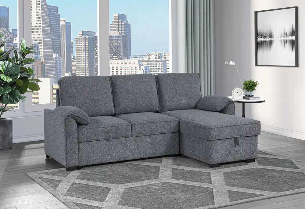 U0808 DARK GREY REVERSIBLE SOFA BED - Global Furniture USA