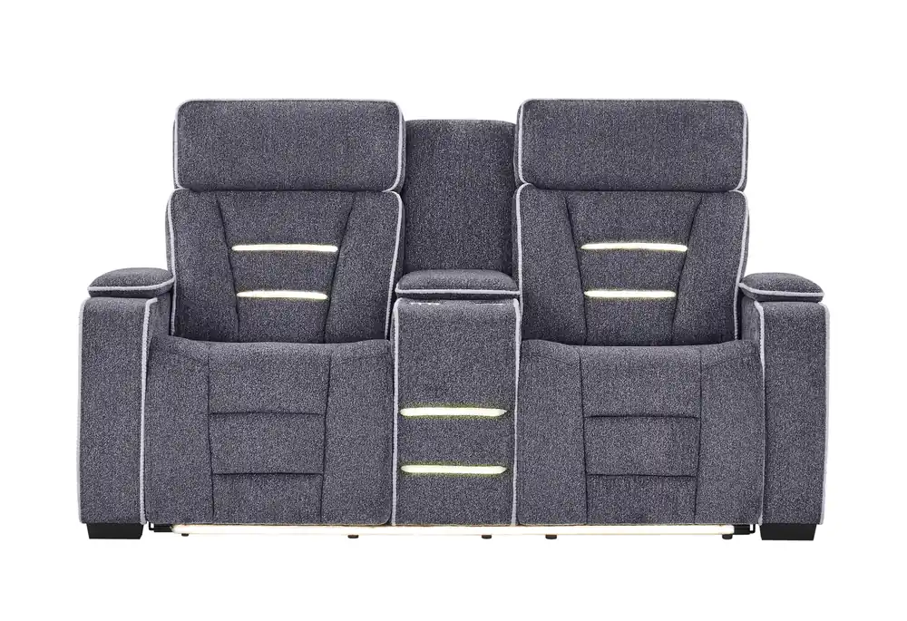 U1895 GREY P2 CONSOLE RECLINING LOVESEAT WITH IS AND LED - Global Furniture USA