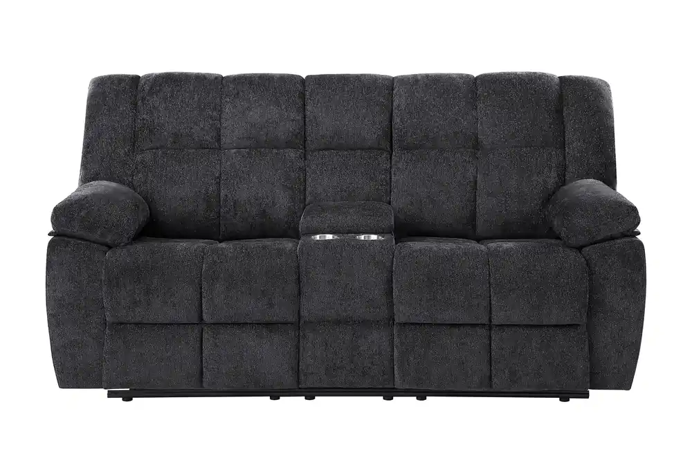 U6000 BLACK CONSOLE RECLINING LOVESEAT - Global Furniture USA