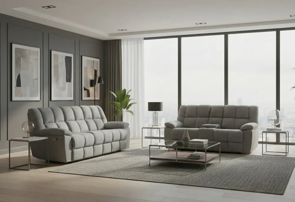 U6000 SMOKE RECLINING SOFA/CONSOLE RECLINING LOVESEAT - Global Furniture USA