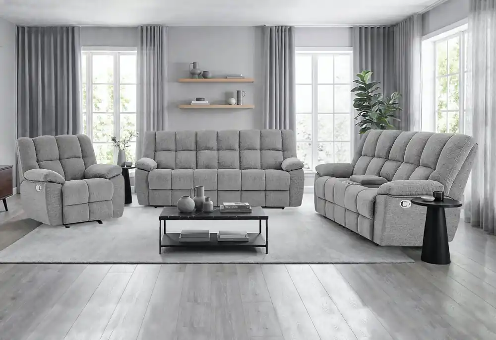 U6000 SMOKE RECLINING SOFA/CONSOLE RECLINING LOVESEAT/GLIDER RECLINER - Global Furniture USA