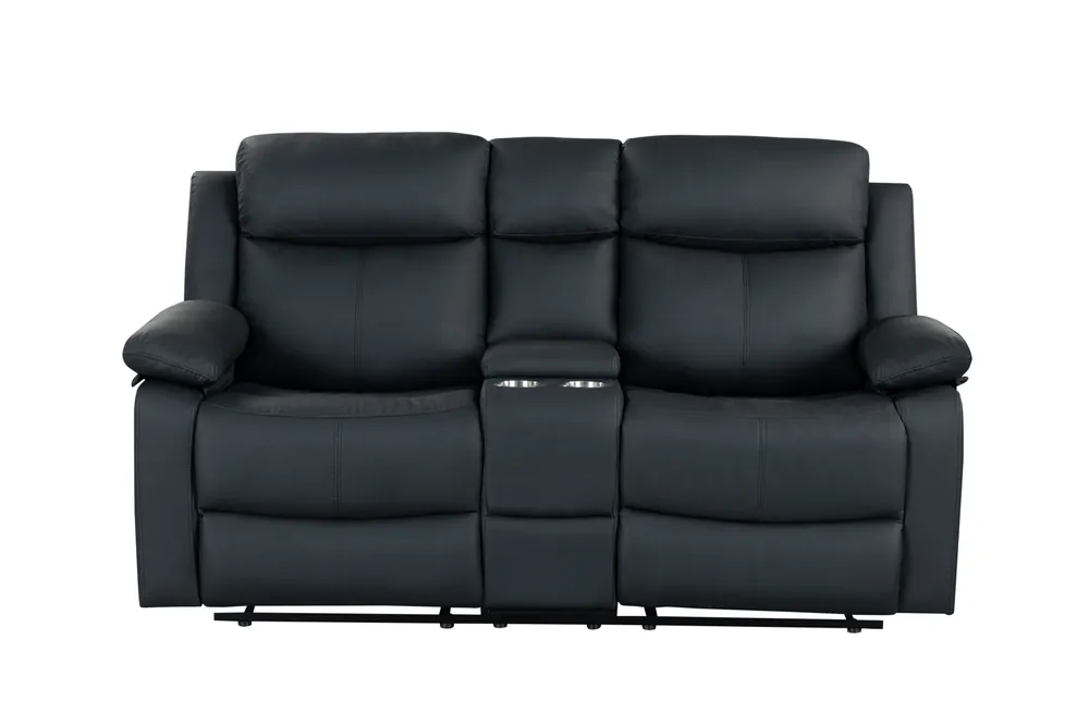 U6026 BLACK PU 72A CONSOLE RECLINING LOVESEAT WITH LED AND SPEAKER - Global Furniture USA