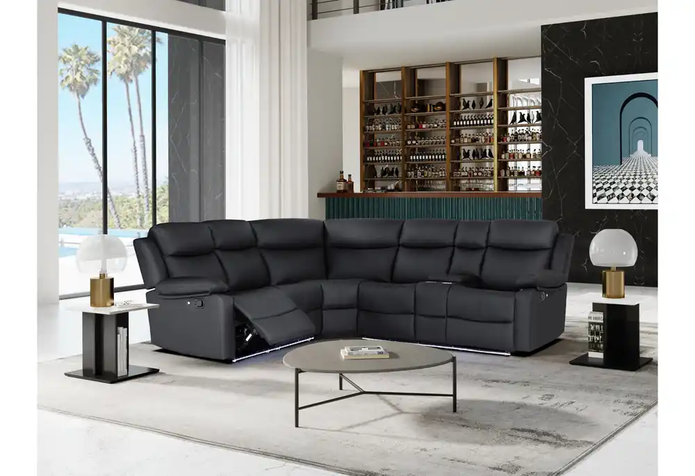 U6026 BLACK PU 72A RIGHT SIDE FACING SECTIONAL - Global Furniture USA