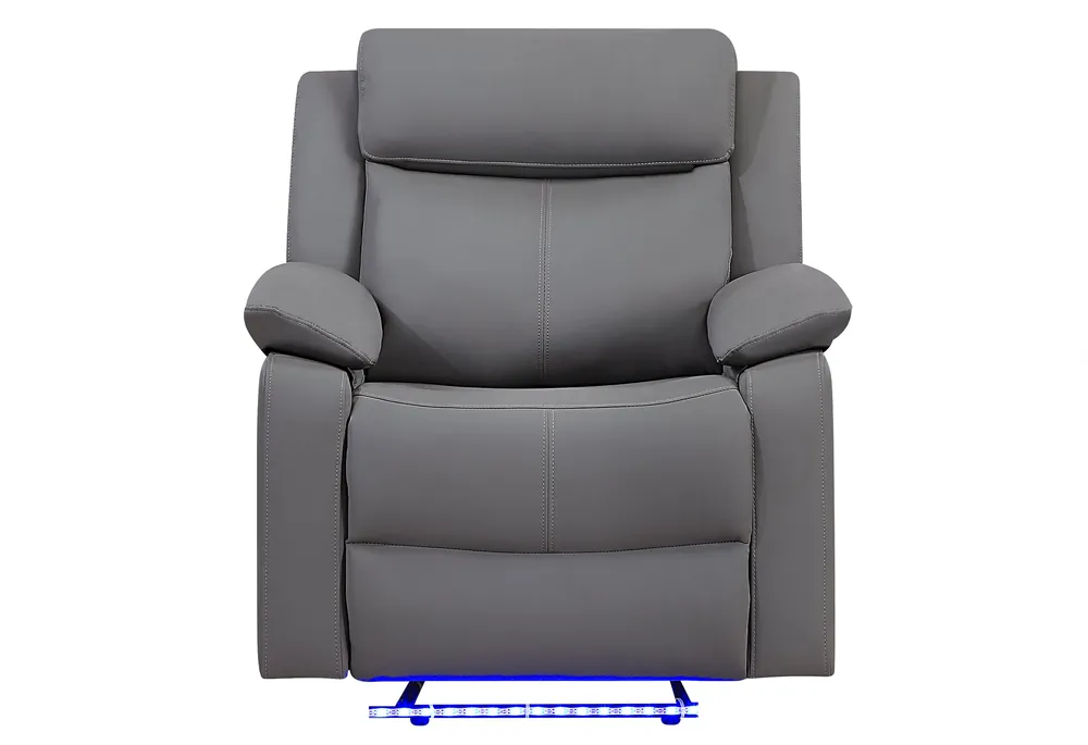 U6026 GREY PU 46A GLIDER RECLINER WITH LED - Global Furniture USA