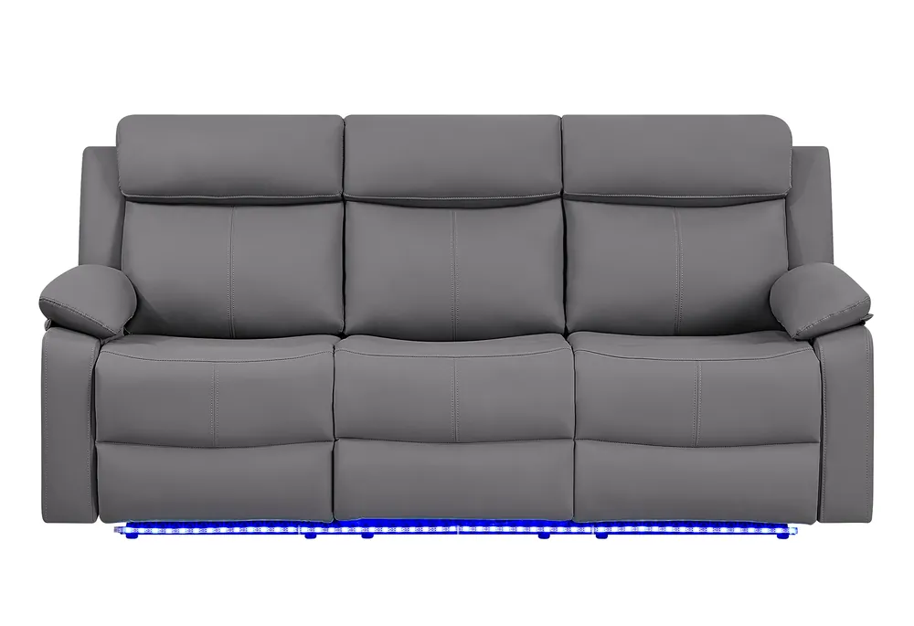 U6026 GREY PU 46A RECLINING SOFA WITH LED - Global Furniture USA