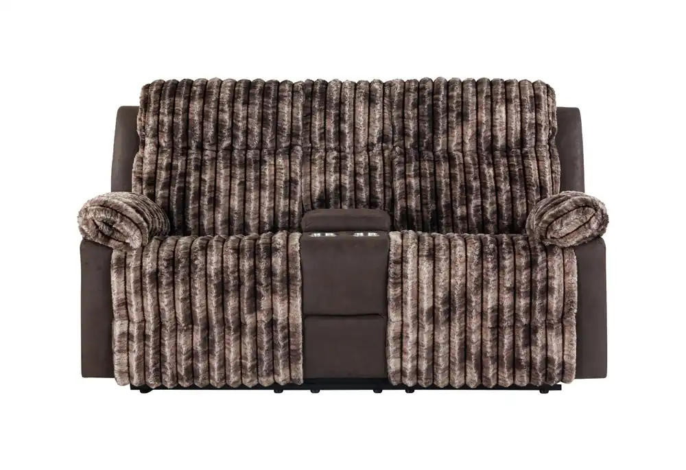 U6028 BROWN CONSOLE RECLINING LOVESEAT - Global Furniture USA