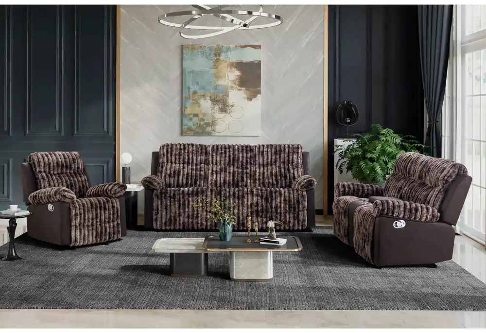 U6028 BROWN RECLINING SOFA/CONSOLE RECLINING LOVESEAT/GLIDER RECLINER - Global Furniture USA